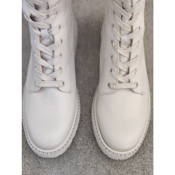 Sam Edelman Womens Sz 10 M Ivory Leather / Fabric Lace Up 16" Shaft Tall Boots - Picture 4 of 6